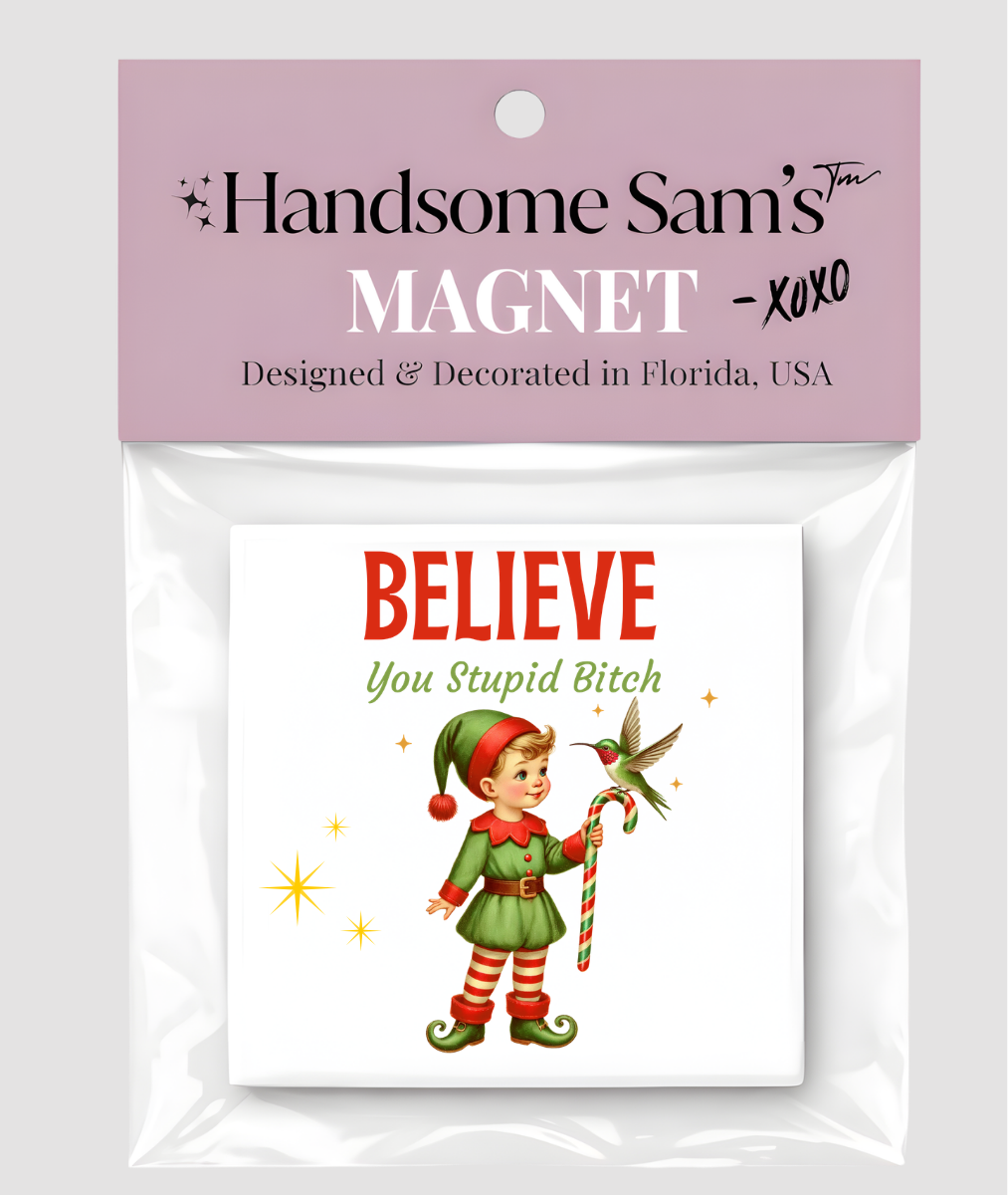 Funny Elf Sarcastic Christmas Gift Magnet, 3x3 Metal
