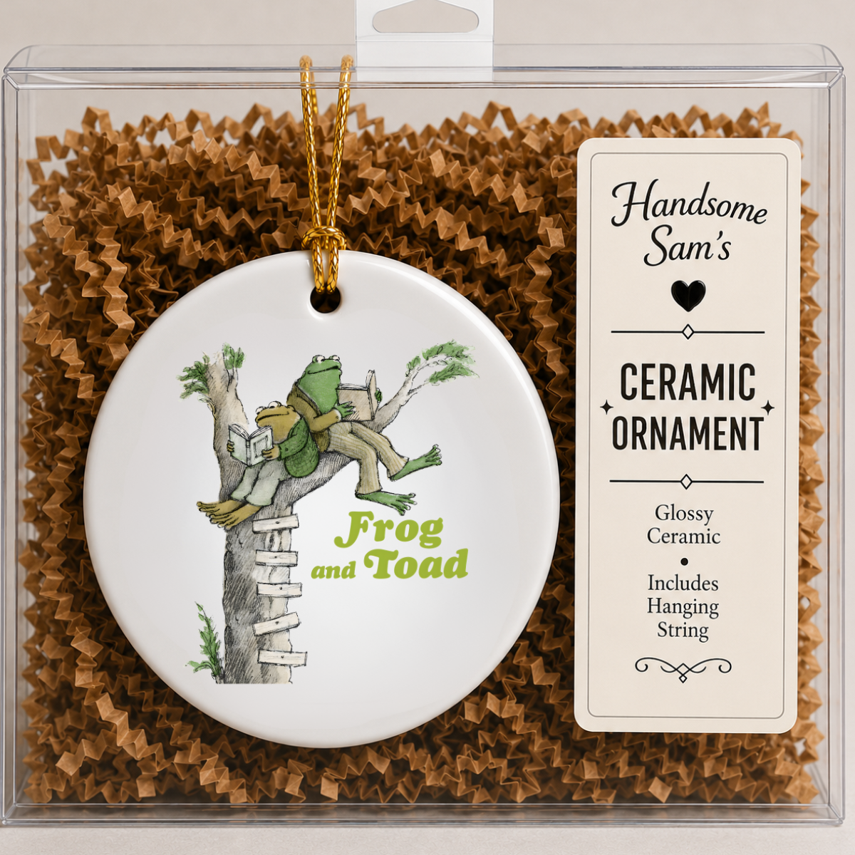 Frog & Toad Reading Friendship Ceramic Ornament