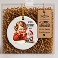 Funny Christmas Ceramic Ornament | Santa See's Everything