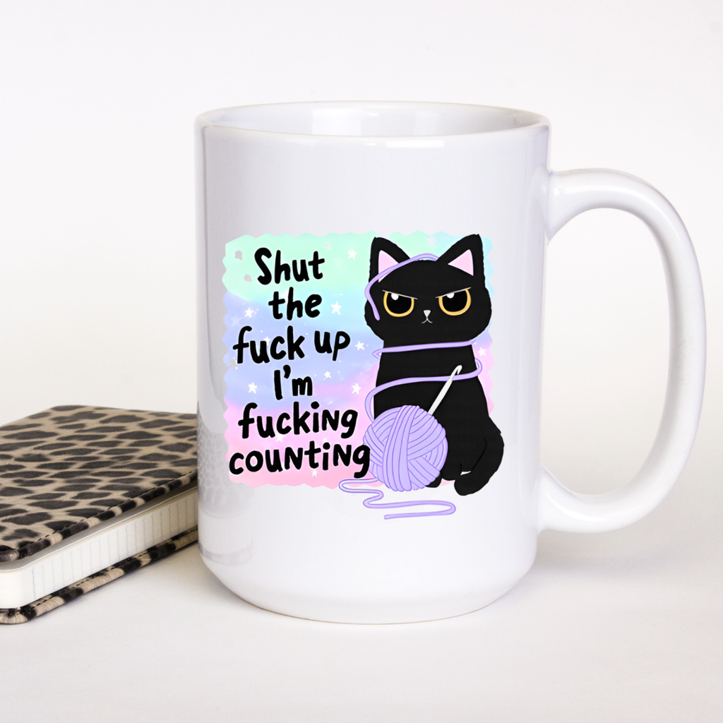 Knitting Crochet Cat Gift Coffee Mug by Handsome Sam's Novelties