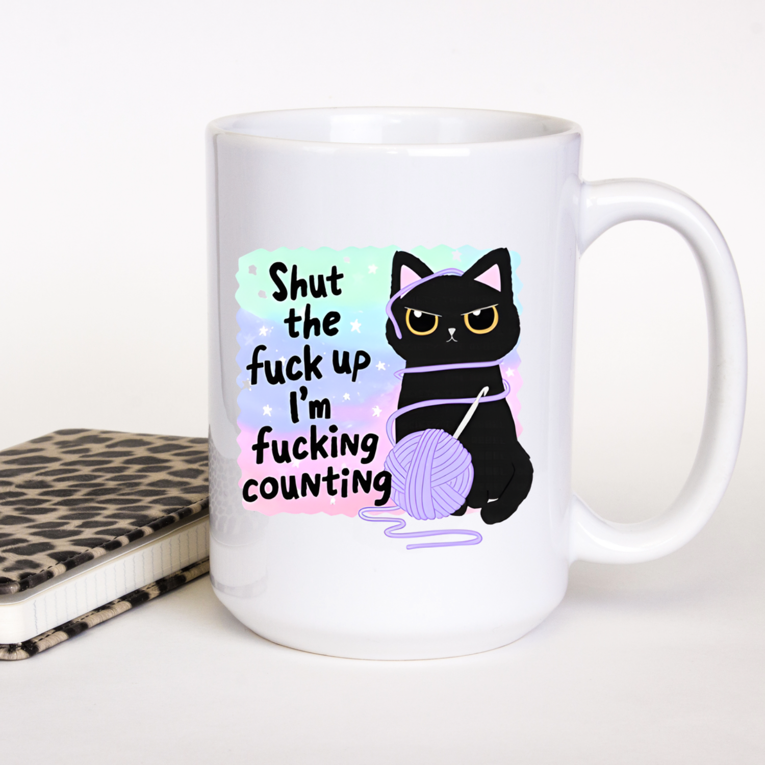 Knitting Crochet Cat Gift Coffee Mug by Handsome Sam's Novelties