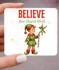 Funny Elf Sarcastic Christmas Gift Magnet, 3x3 Metal