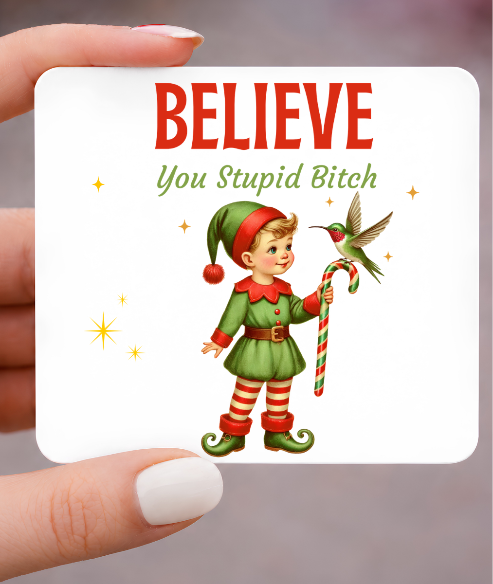 Funny Elf Sarcastic Christmas Gift Magnet, 3x3 Metal