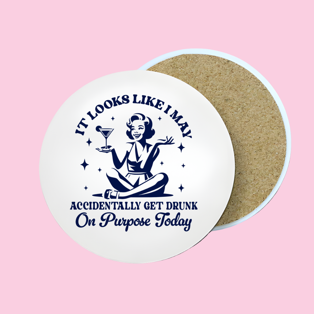 Round Ceramic Glossy Coaster with a funny saying - Large 4x4
