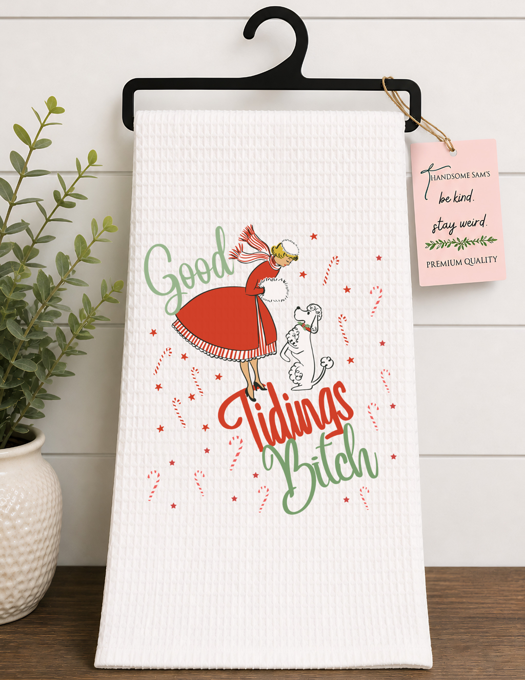 Good Tidings Christmas Tea Towel Hand Towel Design