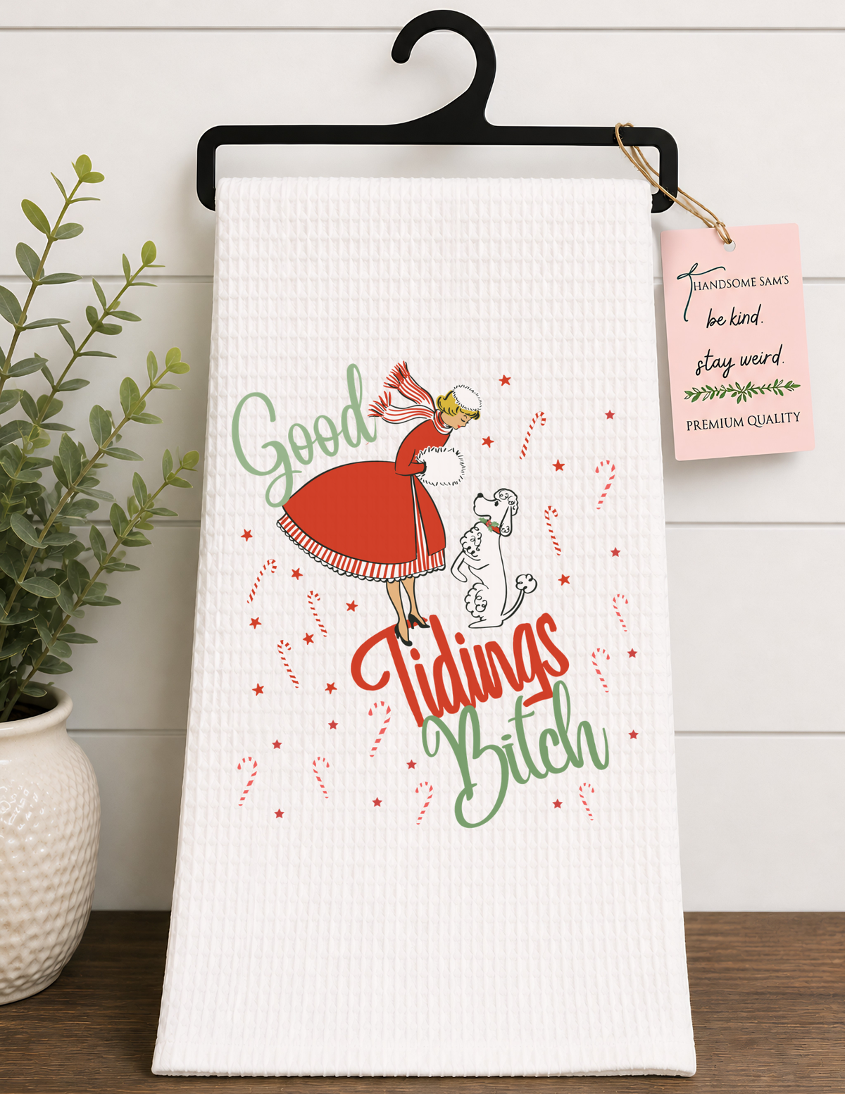 Good Tidings Christmas Tea Towel Hand Towel Design