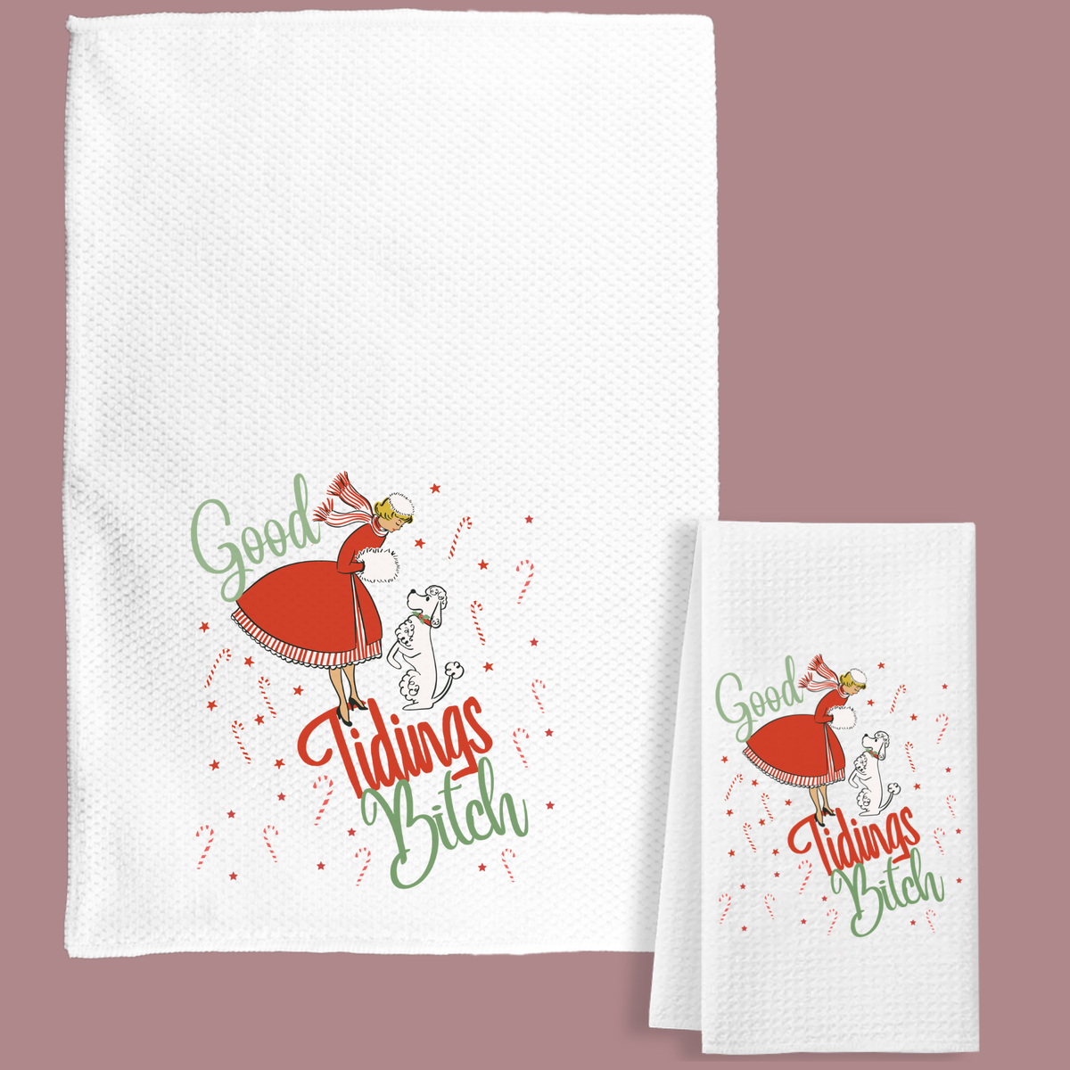 Good Tidings Christmas Tea Towel Hand Towel Design