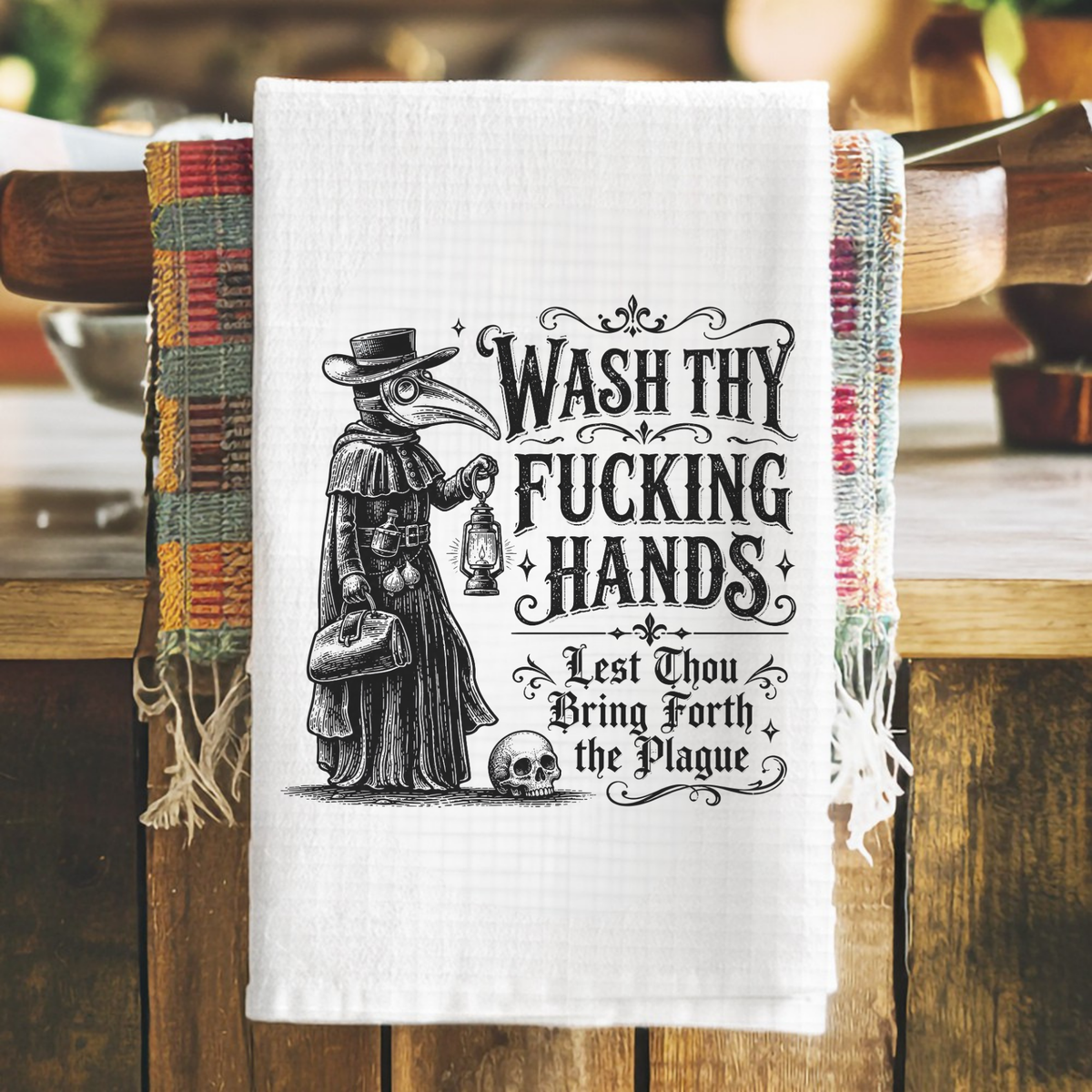 Tea Towel Hand Towel With Sarcastic Plague Doctor Design