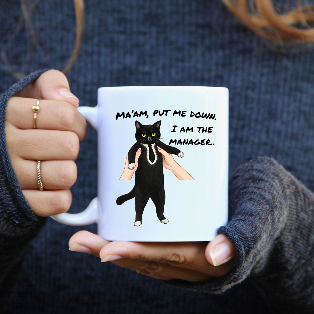 Cute Cat Manager - Ceramic Coffee Mug  Dishwasher Safe