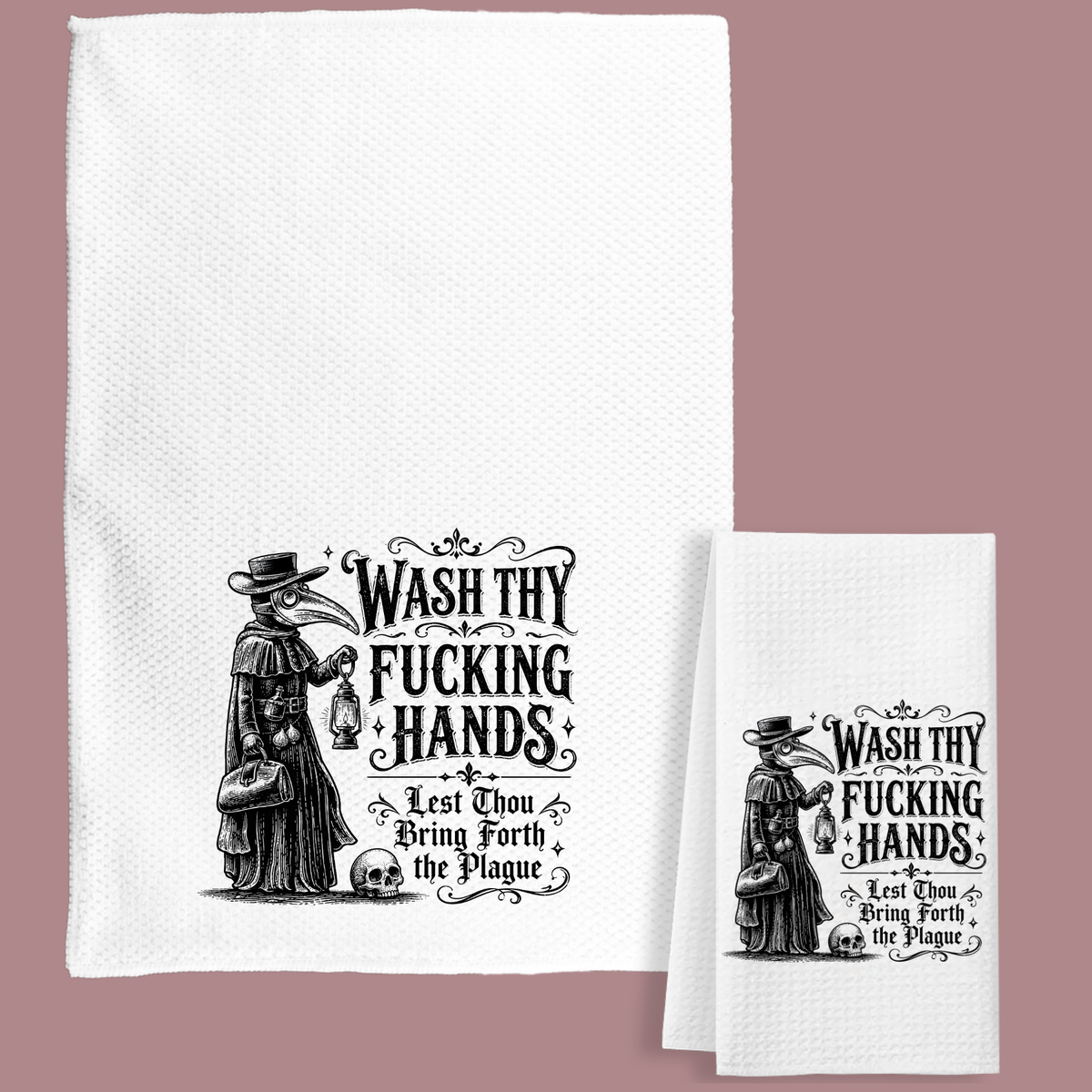 Tea Towel Hand Towel With Sarcastic Plague Doctor Design