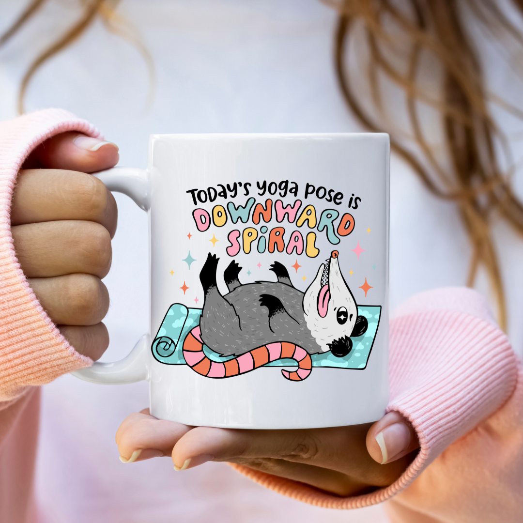Today's Yoga is Downward Spiral Coffee Mug by Handsome Sam's