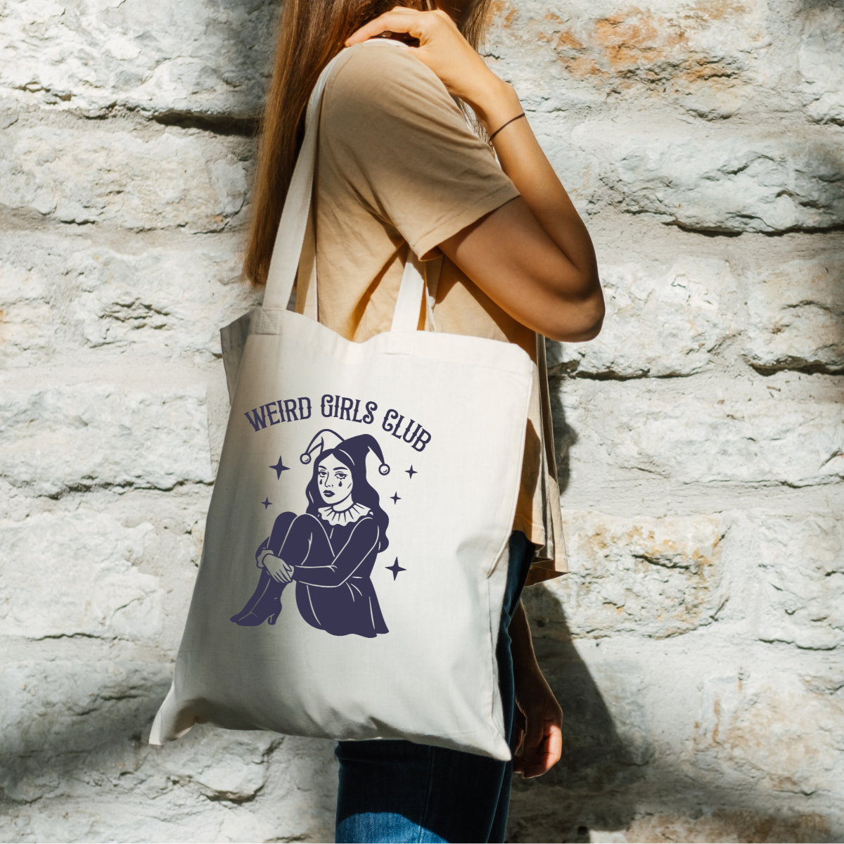 Weird Girls Club Canvas Tote Bag w/Pocket & Magnet Closure
