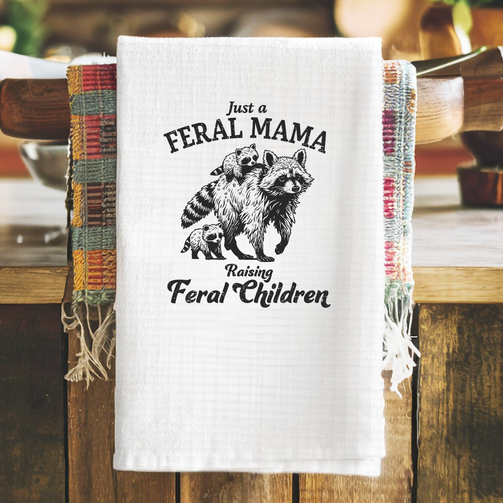 Feral Mama - Waffle Weave Tea Towel by Handsome Sam