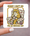 Funny Cat Knitting, Metal 3x3 Magnet – I'm an Indoor Cat