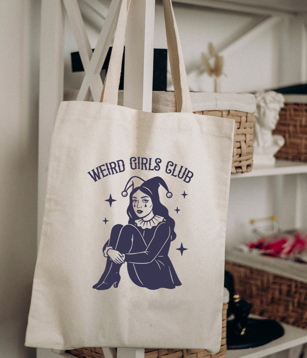 Weird Girls Club Canvas Tote Bag w/Pocket & Magnet Closure