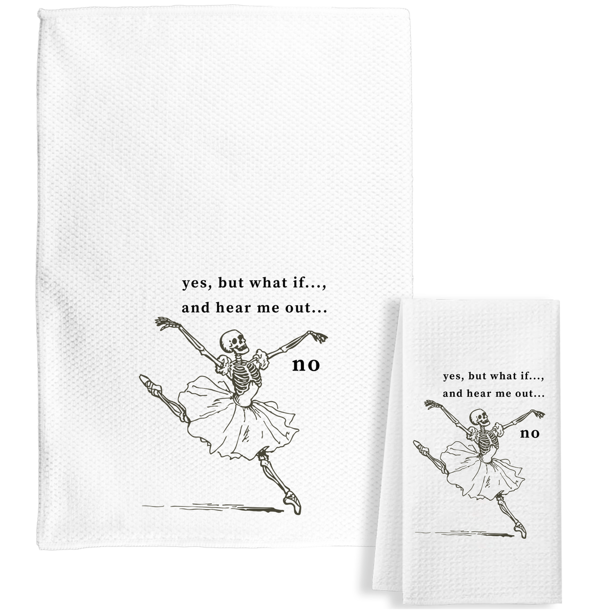 Waffle Weave Tea Towel Sarcastic Dancing Skeleton Fall