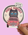 New Driver Bumper Sticker – Be Nice Mini Car Cat Sticker