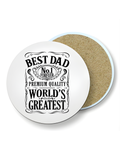 Ceramic Coaster Glossy 4x4, Best Dad Whiskey Bourbon Coaster