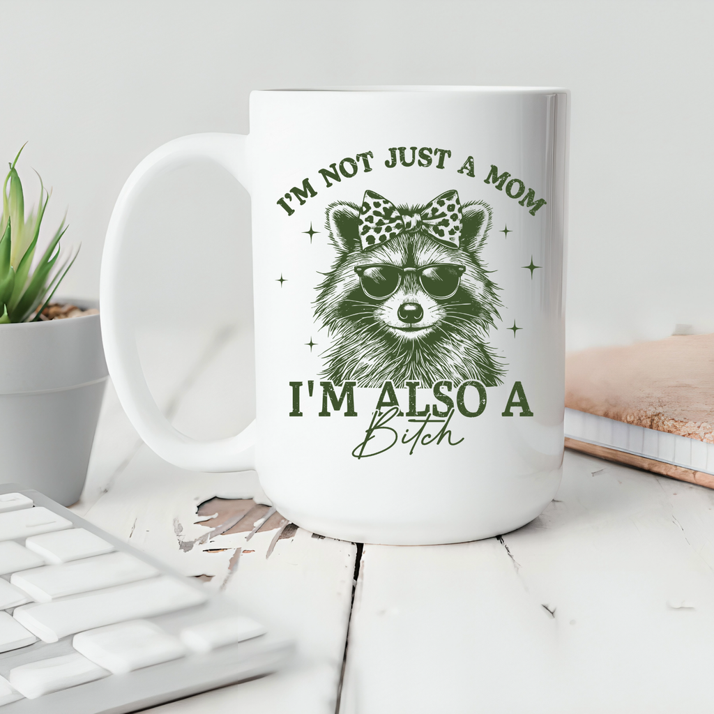Racoon Mom Gift Mug, 15oz Ceramic Coffee Cup