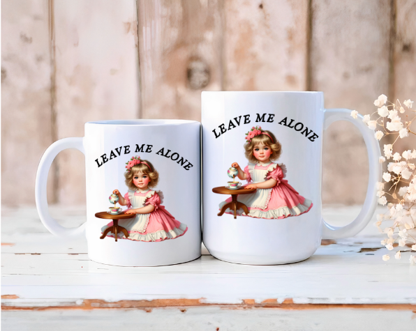 Leave Me Alone, Cute 15 OZ Ceramic Coffee Mug by Handsome Sam