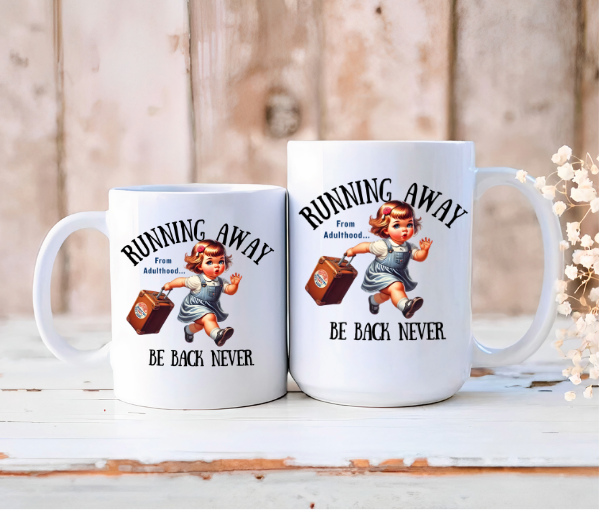 Running Away 15oz Ceramic Coffee Mug by Handsome Sam