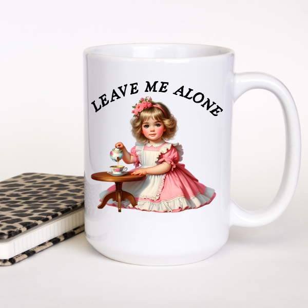 Leave Me Alone, Cute 15 OZ Ceramic Coffee Mug by Handsome Sam