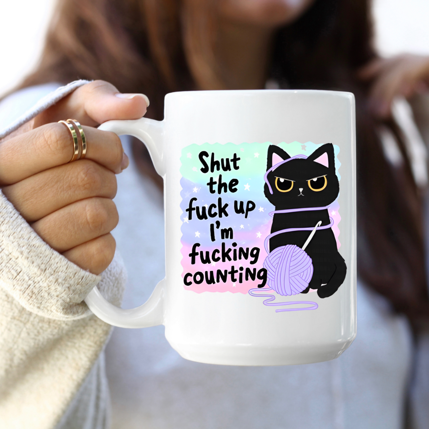 Knitting Crochet Cat Gift Coffee Mug by Handsome Sam's Novelties