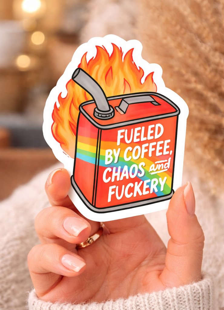 Fueled By Coffee &... Vinyl Waterproof Sticker