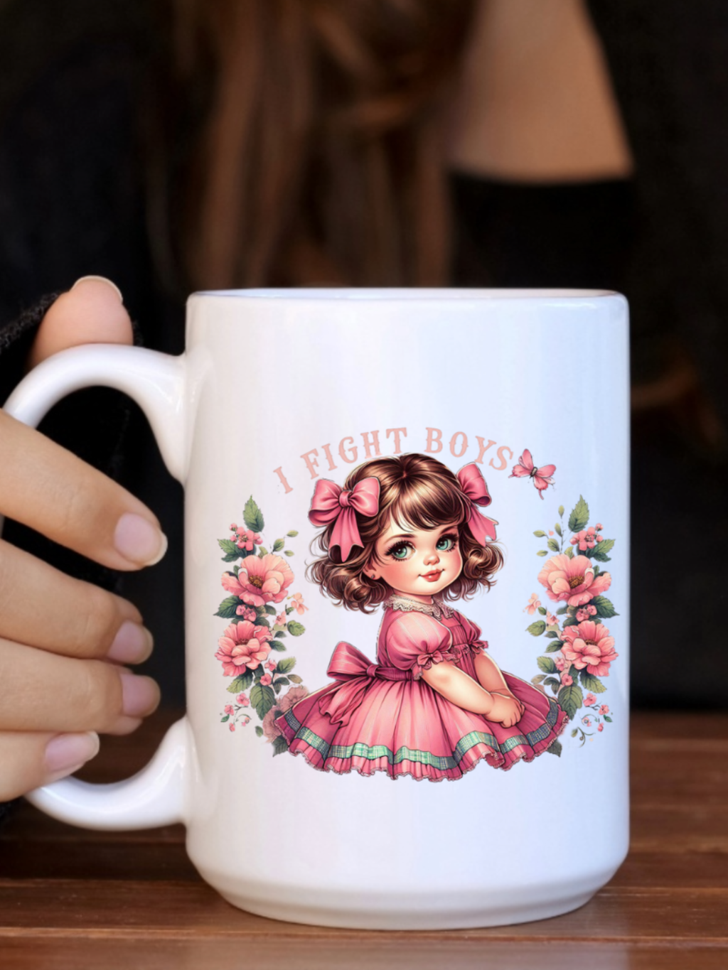 I Fight Boys Ceramic Coffee Mug, Dishwasher Safe