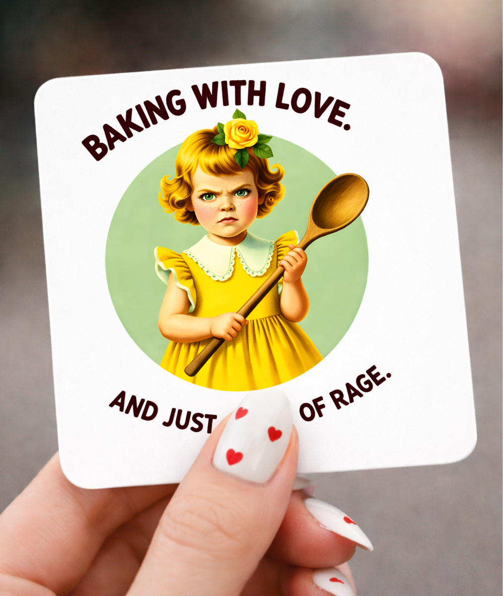 Baking with Love, 3 x 3 Metal Magnet