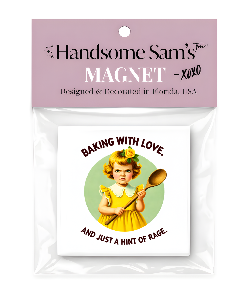 Baking with Love, 3 x 3 Metal Magnet