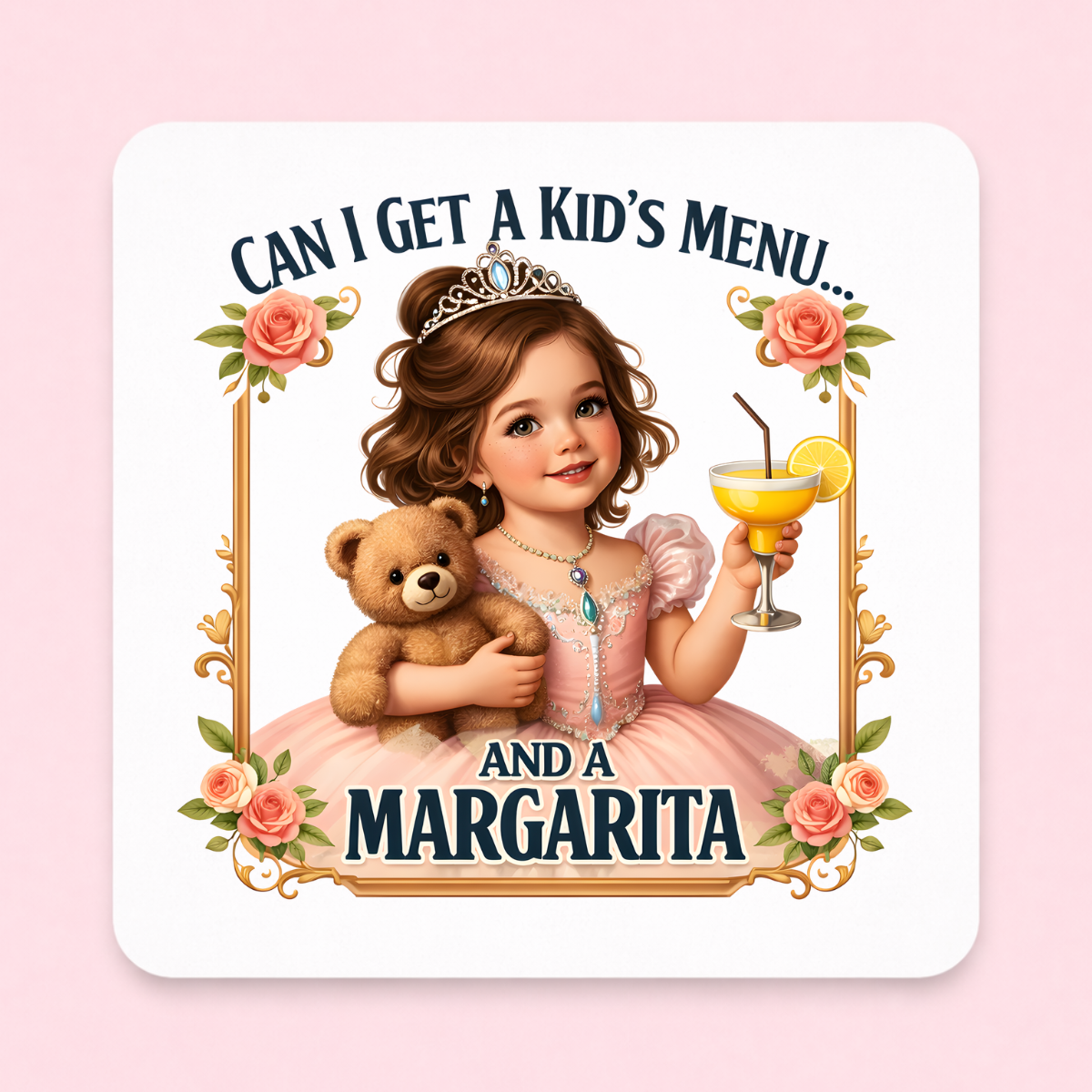 Margarita & A Kids Meal, 3 x 3 Metal Magnet