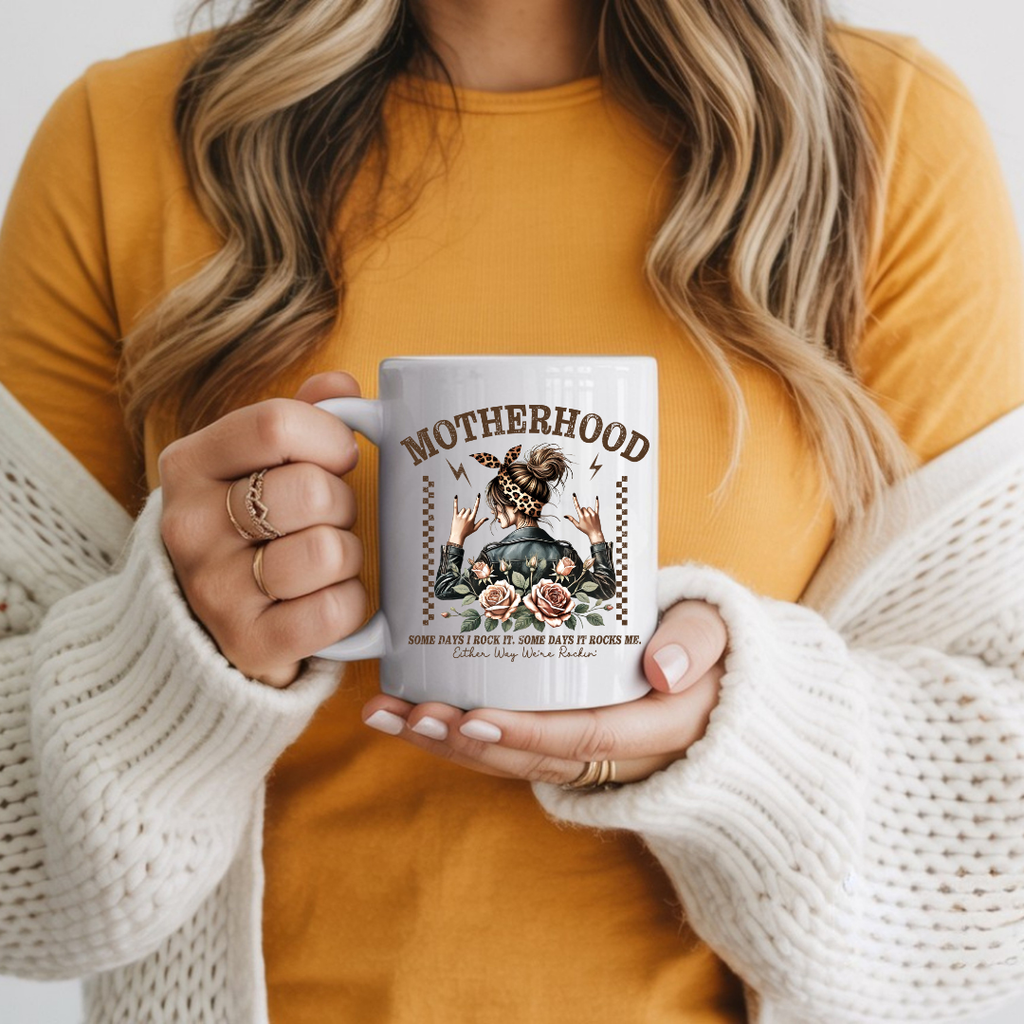 Motherhood 15oz Coffee Mug with Funny Eye-Catching Design by Handsome Sam's