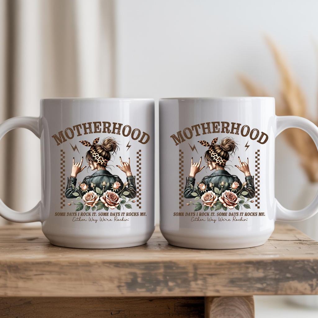 Motherhood 15oz Coffee Mug with Funny Eye-Catching Design