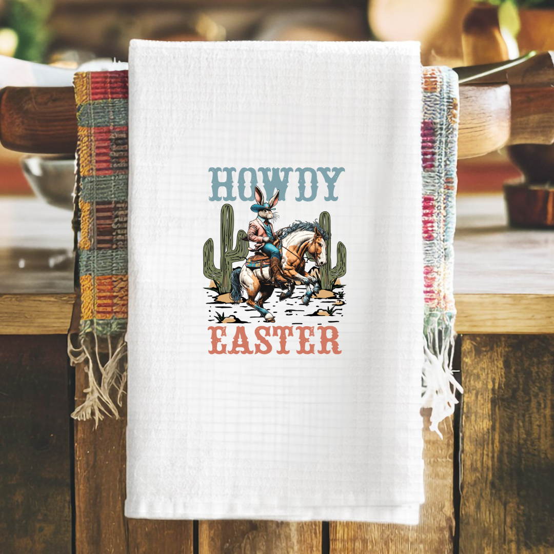 Howdy Easter - Western Bunny Tea Towel