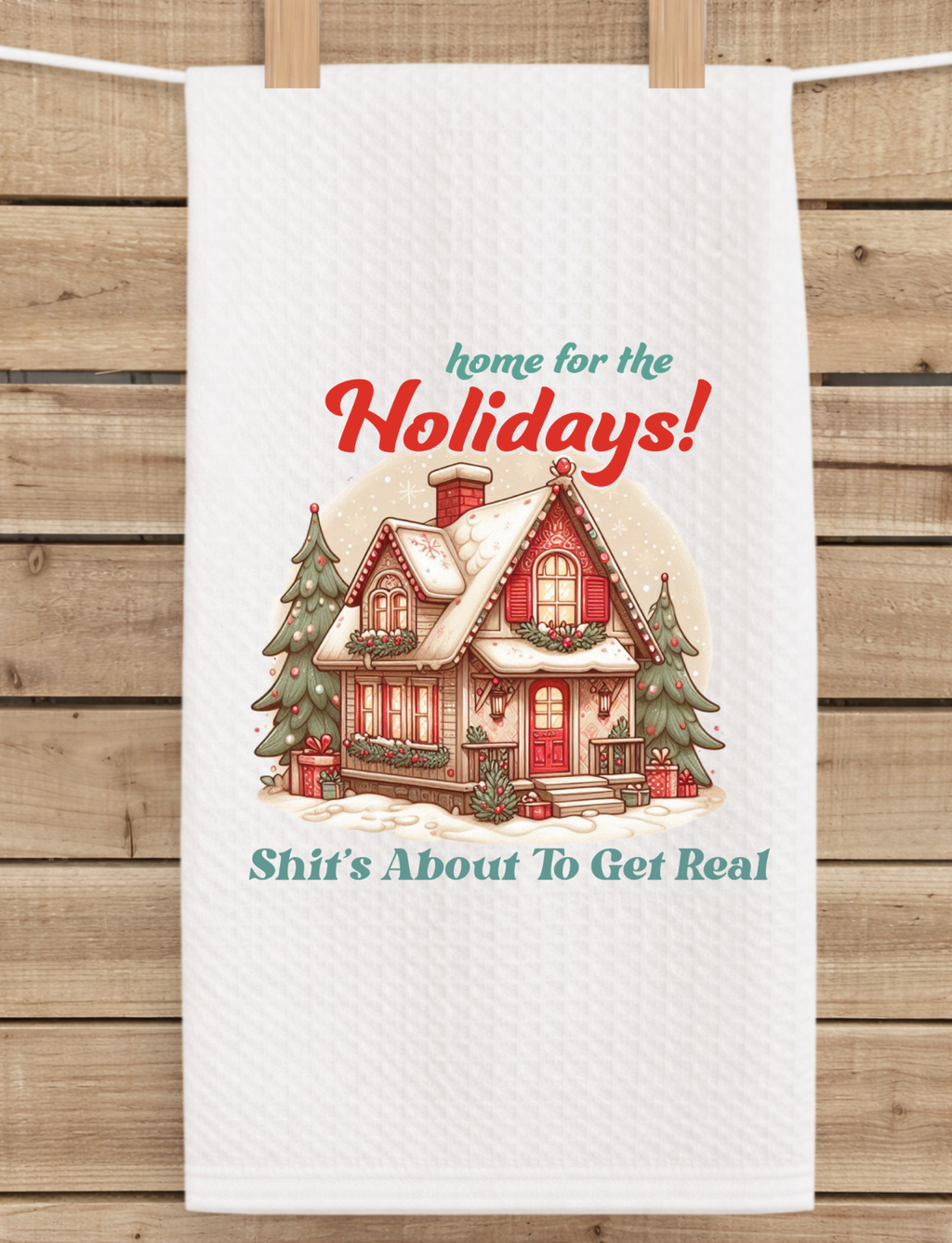Home the the Holidays Christmas Tea Towel Hand Towel Design