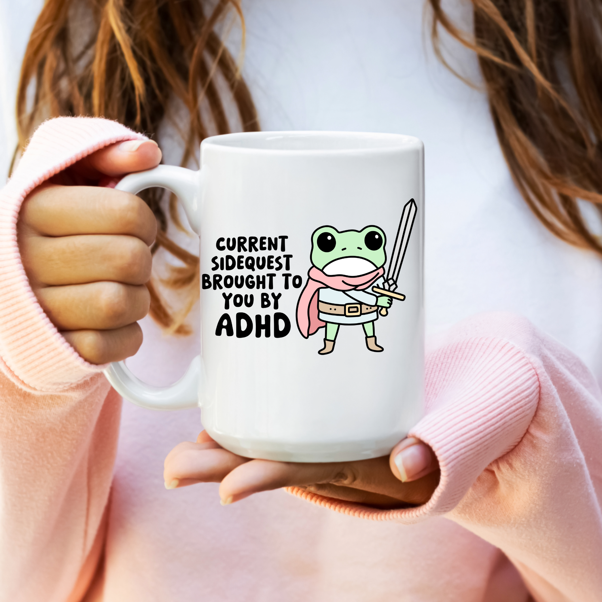 Current Side Quest Frog Ceramic Mug - Dishwasher Safe