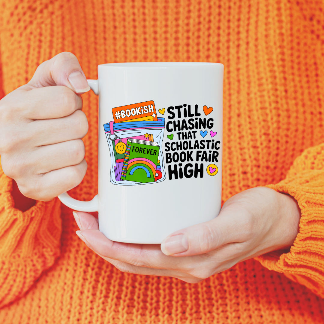Chasing that Book Fair High, Ceramic Mug - Dishwasher Safe