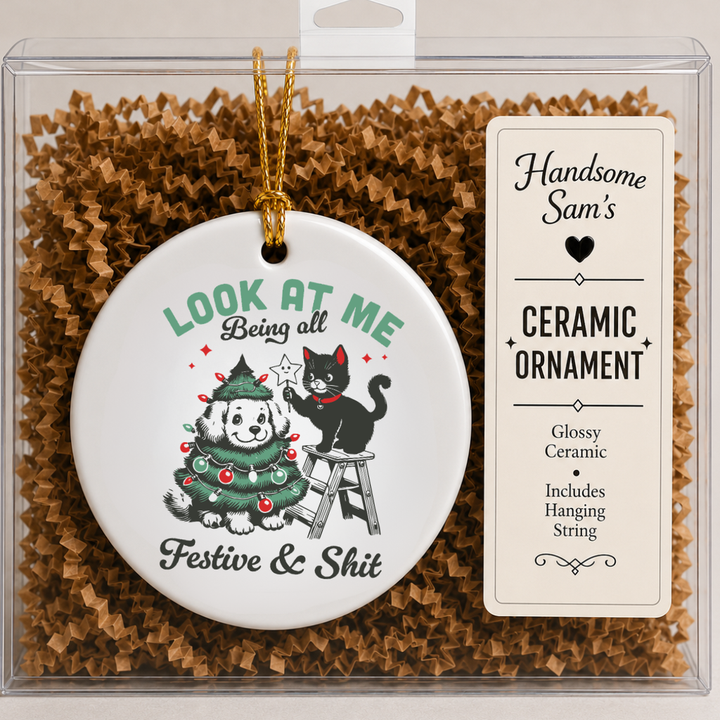 Look at Me Festive Christmas Ceramic Ornament