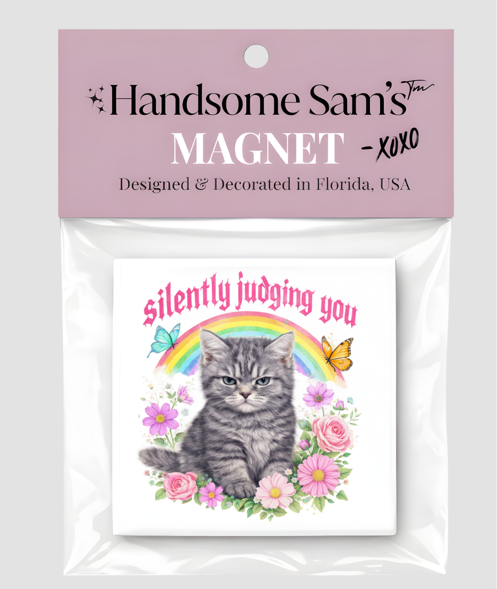 Silently Judging You, Funny Cat Gift Magnet, Metal 3x3
