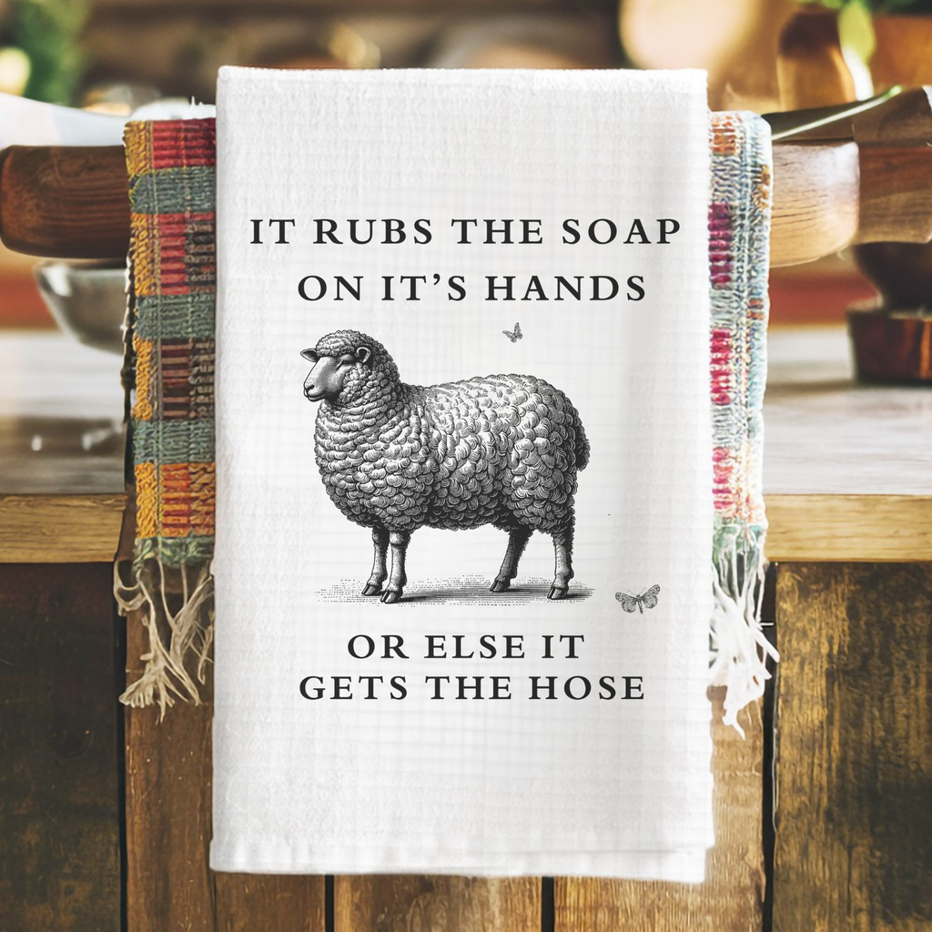 Vintage Lamb Tea Towel Hand Towel With Sarcastic Design