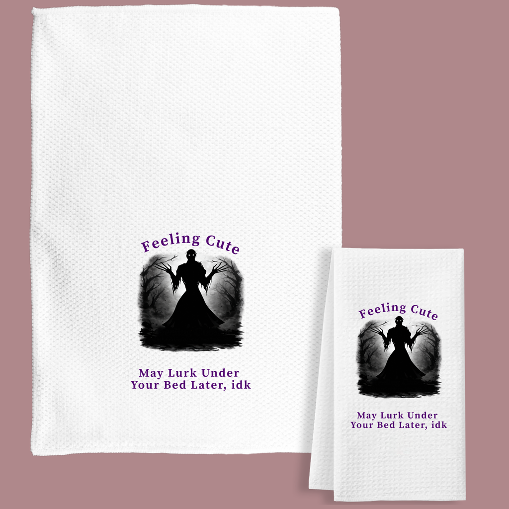 Feeling Cute Lurk Halloween Tea Towel Hand Towel Design