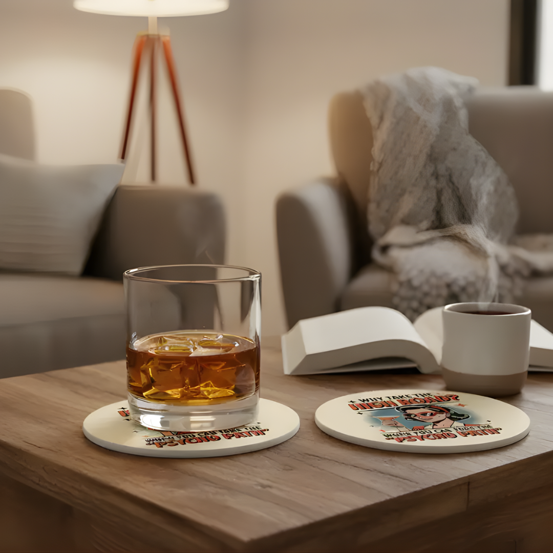 Sassy High Road Full Color Printed Coaster - Glossy Ceramic