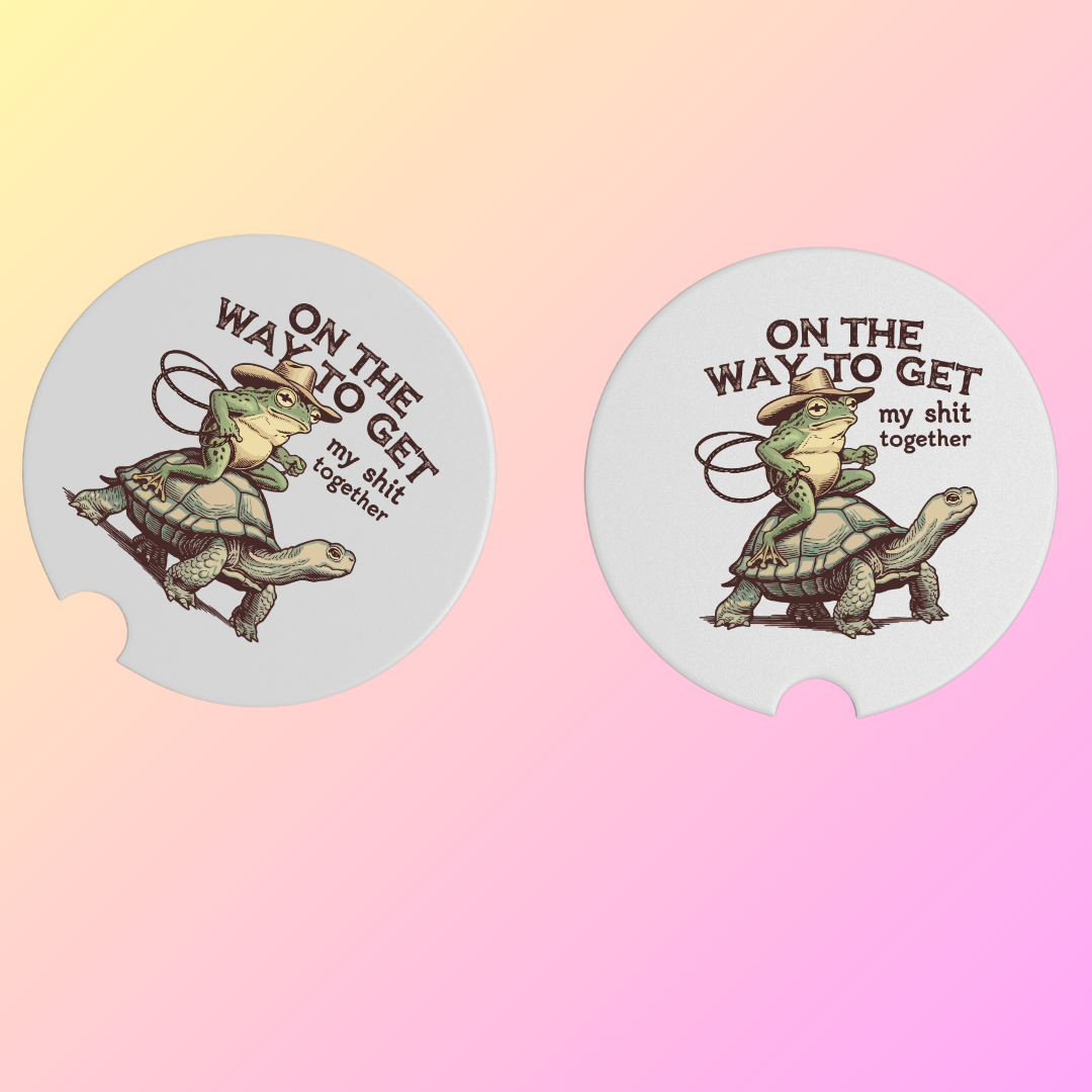 On My Way To... Ceramic Car Coasters Pack of 2 by Handsome Sam