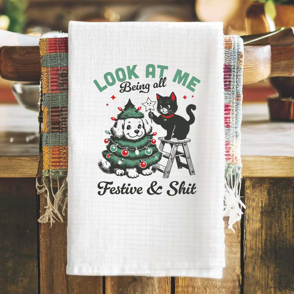 Festive Christmas Tea Towel Hand Towel Design