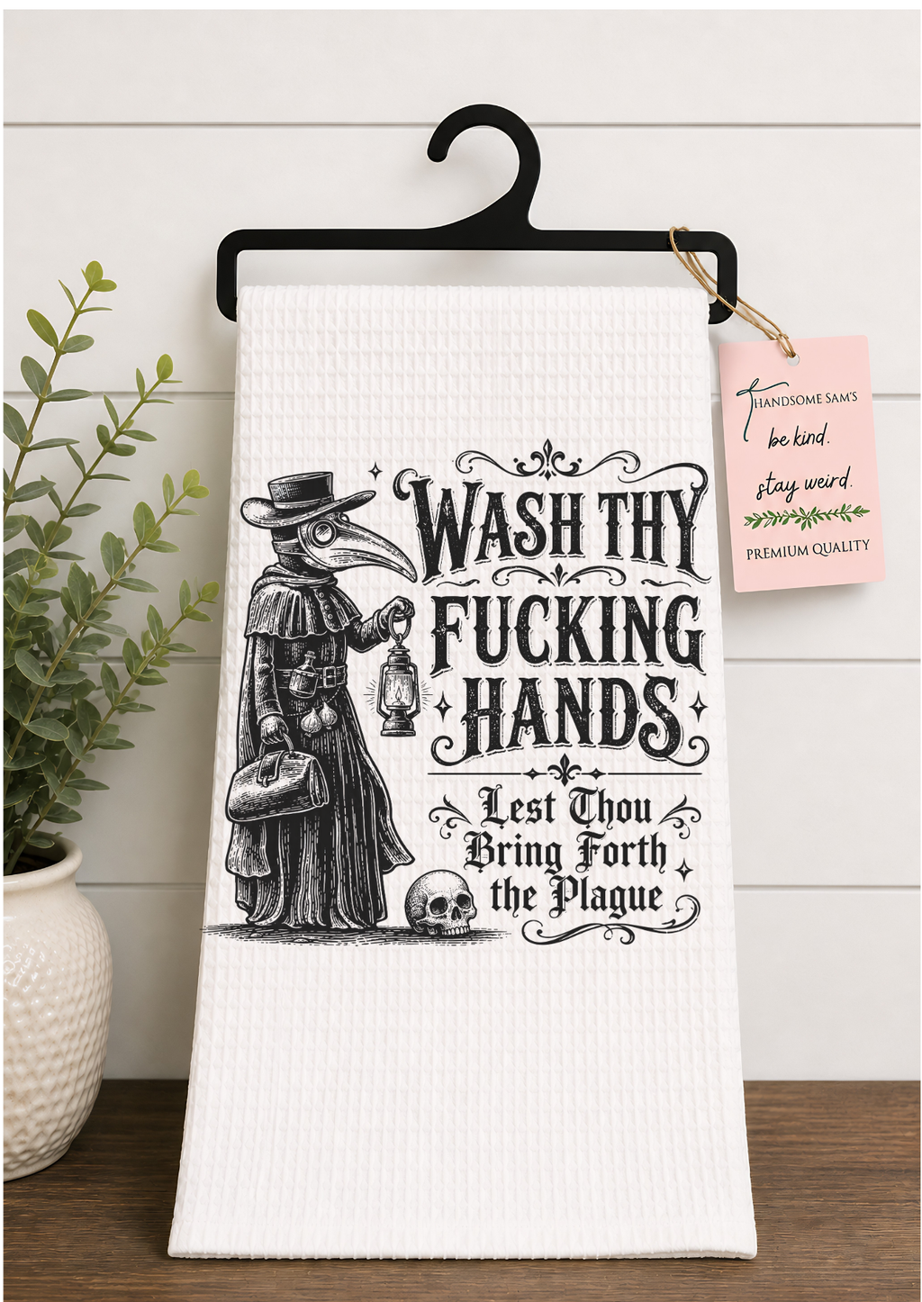 Tea Towel Hand Towel With Sarcastic Plague Doctor Design