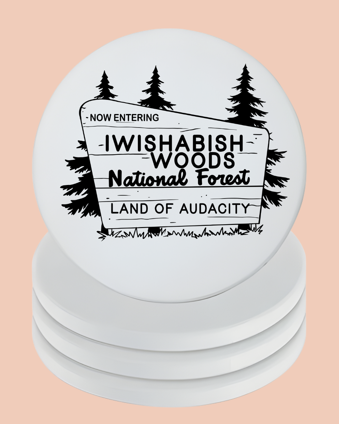 Ceramic Coaster Glossy 4x4, Clever I-Wish-a-B*tch-Woods