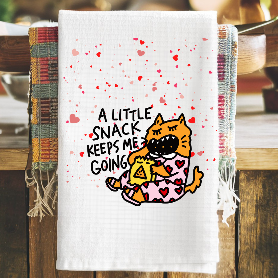 Snacks Keep Me Going - Waffle Weave Tea Towel