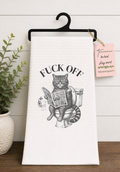 Funny Grumpy Cat, F Off... Waffle Weave Tea Towel