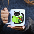 Salty Cat Coffee Mug, How to get treats - Dishwasher Safe